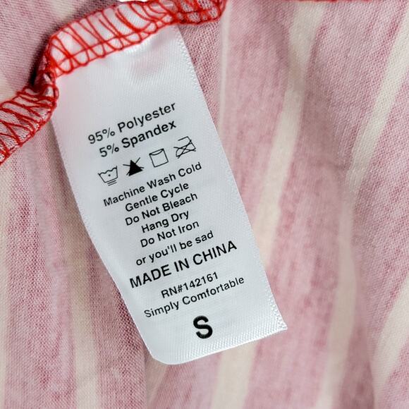 LuLaRoe Carly Dress Small Brushstroke Stripes Red White Hi-Low A-Line Swing - Picture 8 of 9